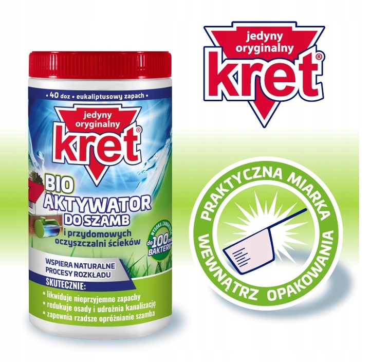 Kret Aktywator Bakterie do Szamba i Oczyszczalni Przydomowych Tłuszcze