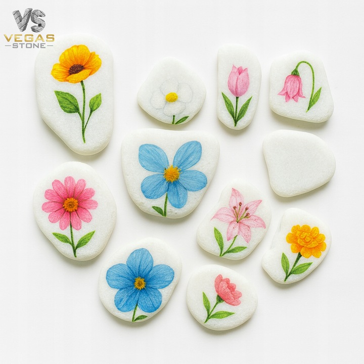 KAMIENIE DO MALOWANIA DLA DZIECI BIAŁE PŁASKIE 4-6CM GŁADKIE ZESTAW