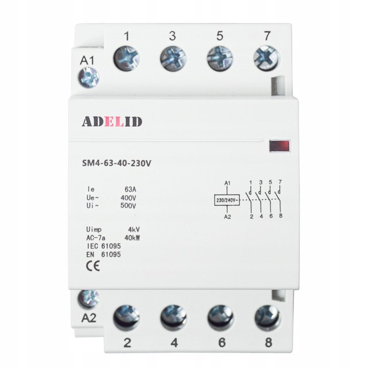 STYCZNIK MODUŁOWY 63-40 230V 63A 3P 4Z 3-FAZ 40A