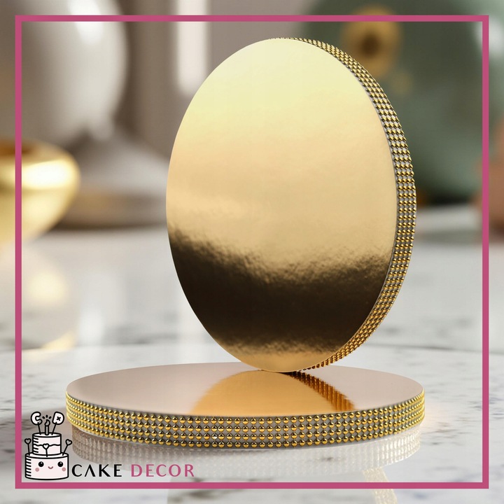 Podkład pod tort STYRODUR ZŁOTY 30 cm CEKINOWY BOK Gruby CakeDecor
