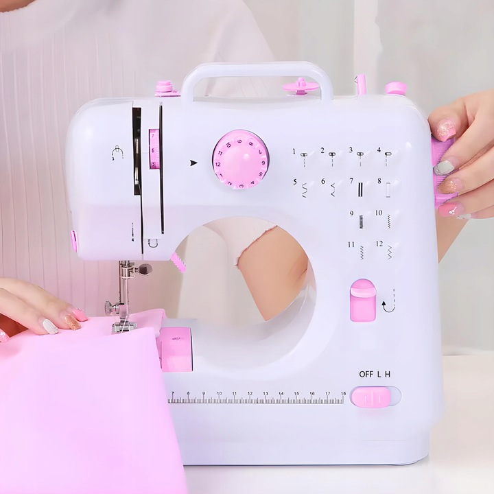 MASZYNA DO SZYCIA MINI PRZENOŚNA 12 ŚCIEGÓW AKCESORIA + GRATISY BIAŁA