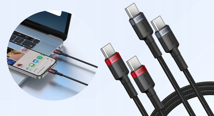 Baseus kabel Cafule Charging Cable USB-C to USB-C 100W 1m 2pcs