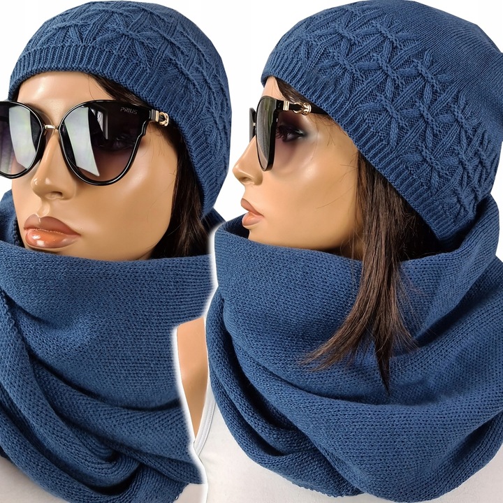 POLSKI KOMPLET CZAPKA + DUŻY KOMIN CIEPŁY - KOLORY