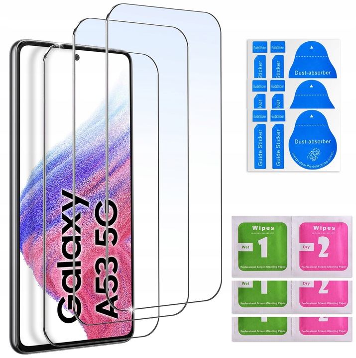 ZESTAW Etui do Samsung A53 5G | Matowe Czarne Silikon Slim +3 SZTUKI SZKŁO