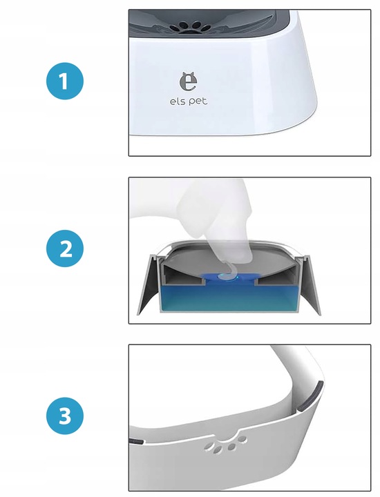 DUŻA MISKA NIECHLAPIĄCA DLA PSA 2L ELS PET, PRZENOŚNA, ANTYPOŚLIZGOWA