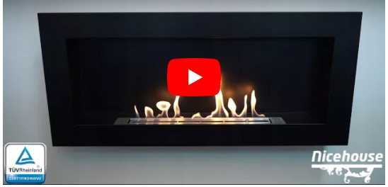 Biokominek WISZĄCY 90cm NAŚCIENNY czarny do ZABUDOWY