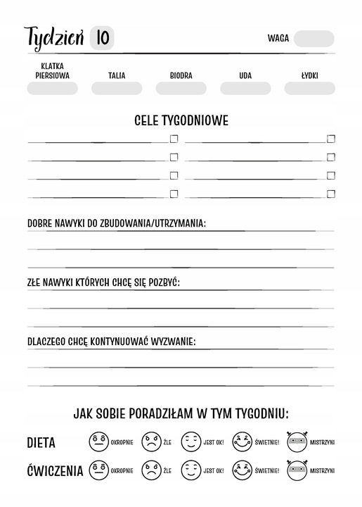 Fit Planer Dziennik Trening Fitness Dieta Zdrowie