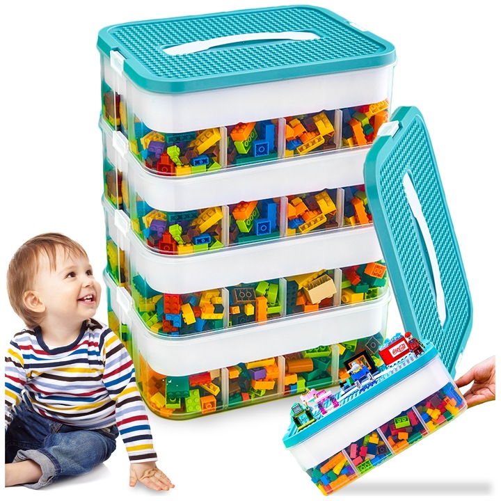 POJEMNIK na Klocki LEGO 4-PIĘTROWY WARSTWOWY ORGANIZER z Przegródkami 24 L