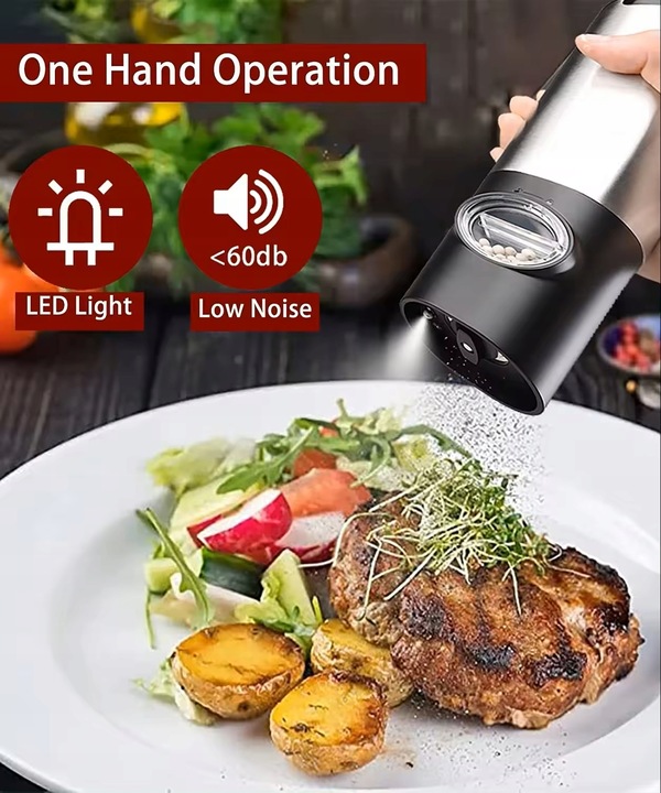 ELEKTRYCZNY MŁYNEK DO PIEPRZU SOLI PRZYPRAW AKUMULATOROWY ŁADOWANIE