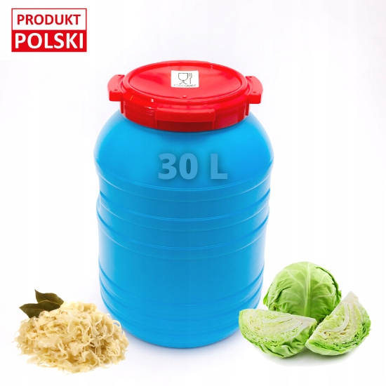 Beczka spożywcza do kiszenia 30L - wielofunkcyjny pojemnik niebieski