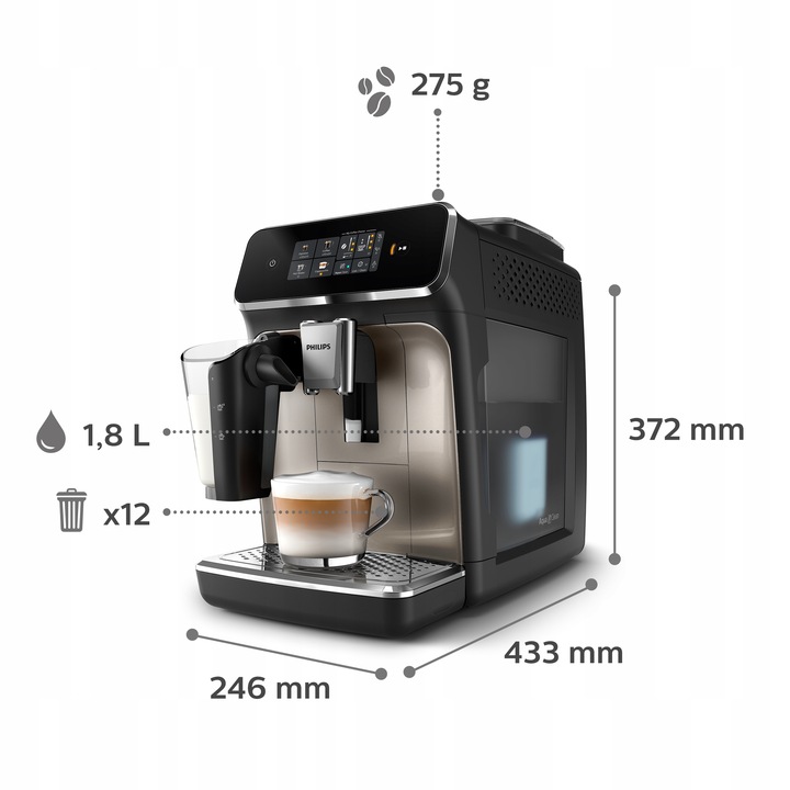 Ekspres do kawy automatyczny Philips LatteGo 2300 czarny chrom