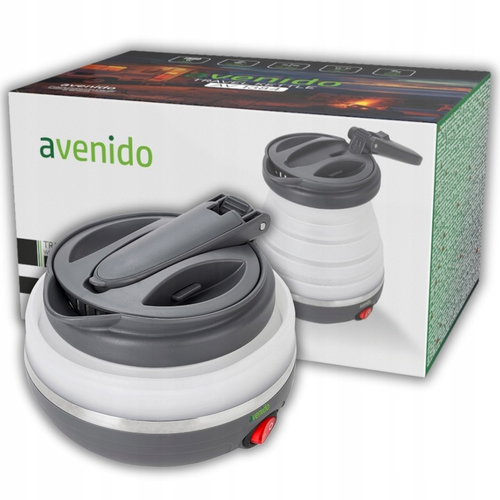 Czajnik Turystyczny Składany Silikonowy Szary AGD Drobne Do Kuchni