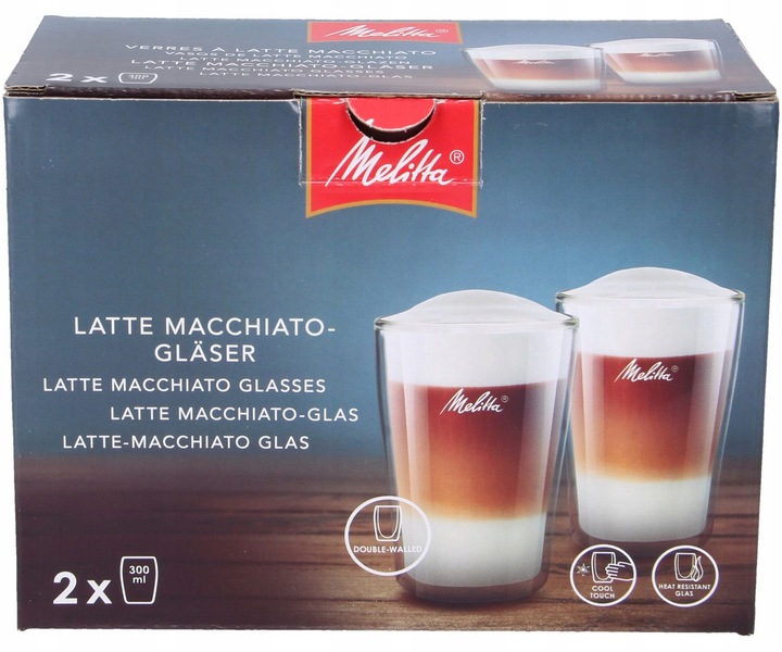 MELITTA szklanki termiczne do kawy cappuccino 2x 300ml, para, 2szt, kawa