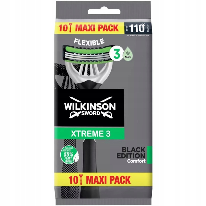 10x Maszynka do Golenia WILKINSON Xtreme 3 Comfort Black Edition Maxi