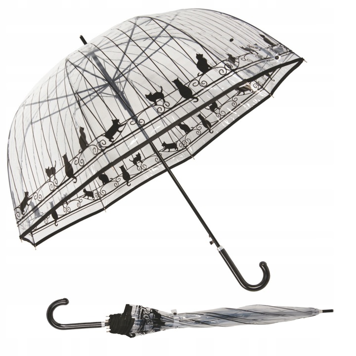 Parasol transparentny motywem kotów Captain Mike