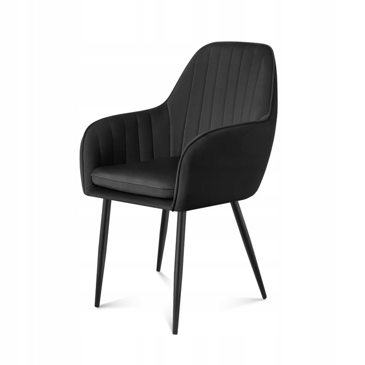 Krzesło welurowe tapicerowane MARK ADLER czarne do jadalni salonu loft