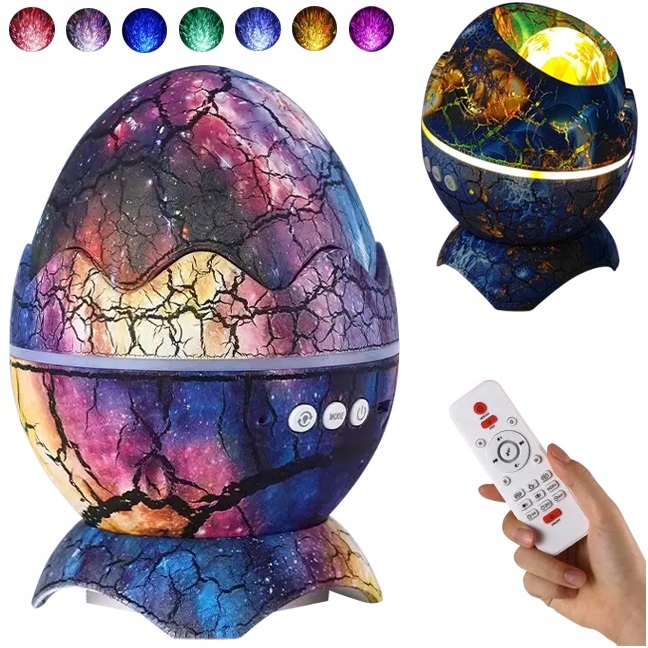 PROJEKTOR GWIAZD LAMPKA NOCNA RZUTNIK LED JAJO DINOZAURA DLA DZIECI PREZENT