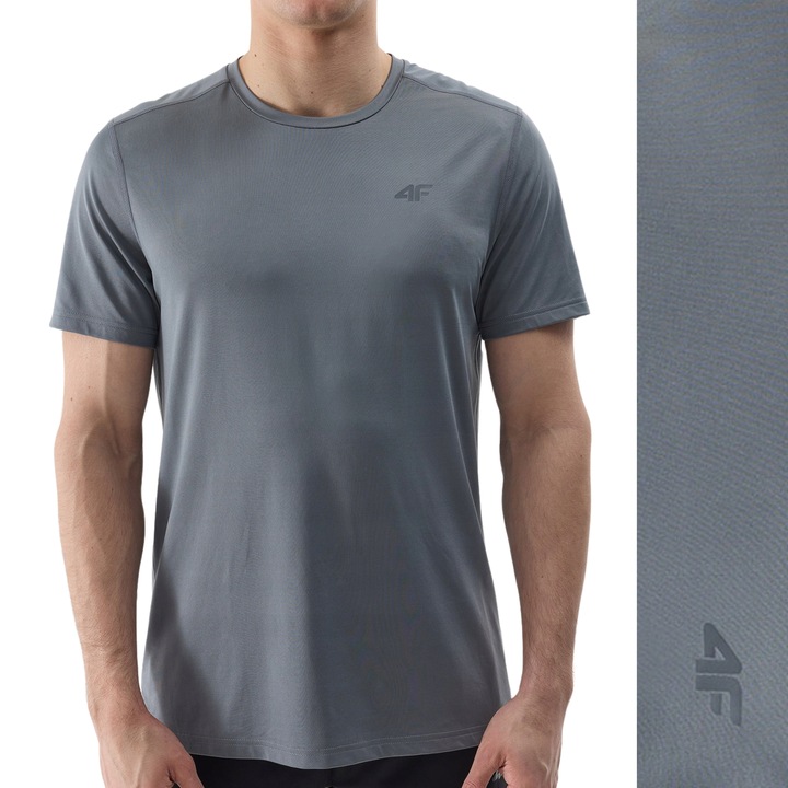 KOSZULKA 4F MĘSKA TRENINGOWA REGULAR SZYBKOSCHNĄCA - SZARA r. L