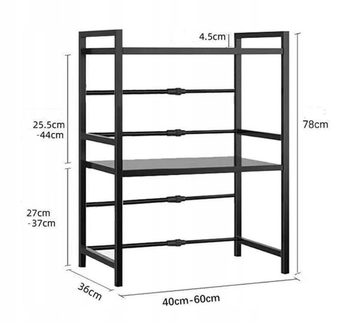 PÓŁKA REGULOWANA PODWÓJNA STOJAK DO KUCHNI NA MIKROFALÓWKĘ + 6