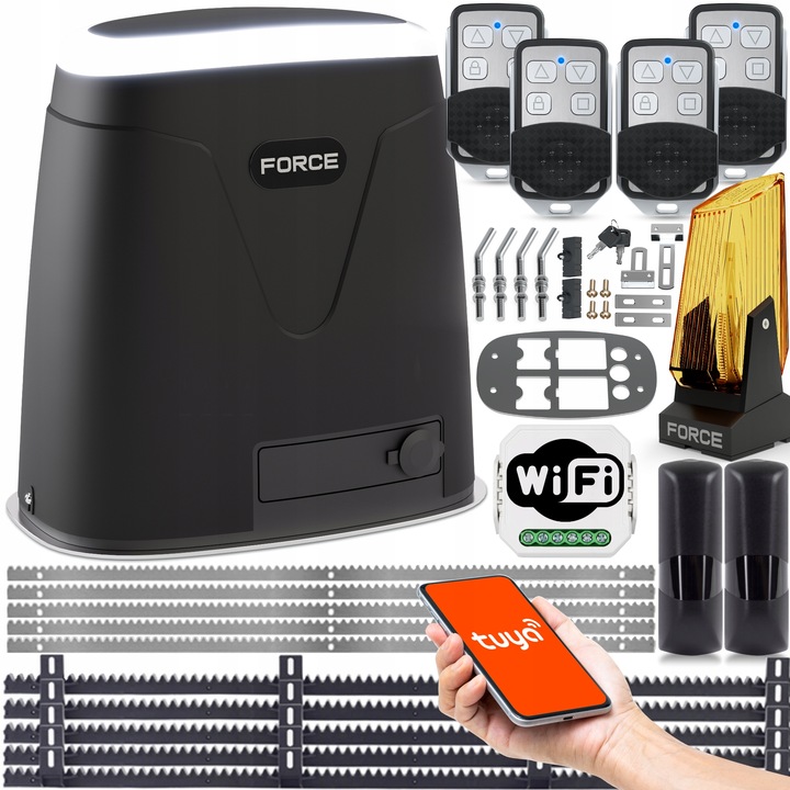FORCE HiTron 230V NAPĘD DO BRAM PRZESUWNYCH do 800kg LAMPA LED, WiFi