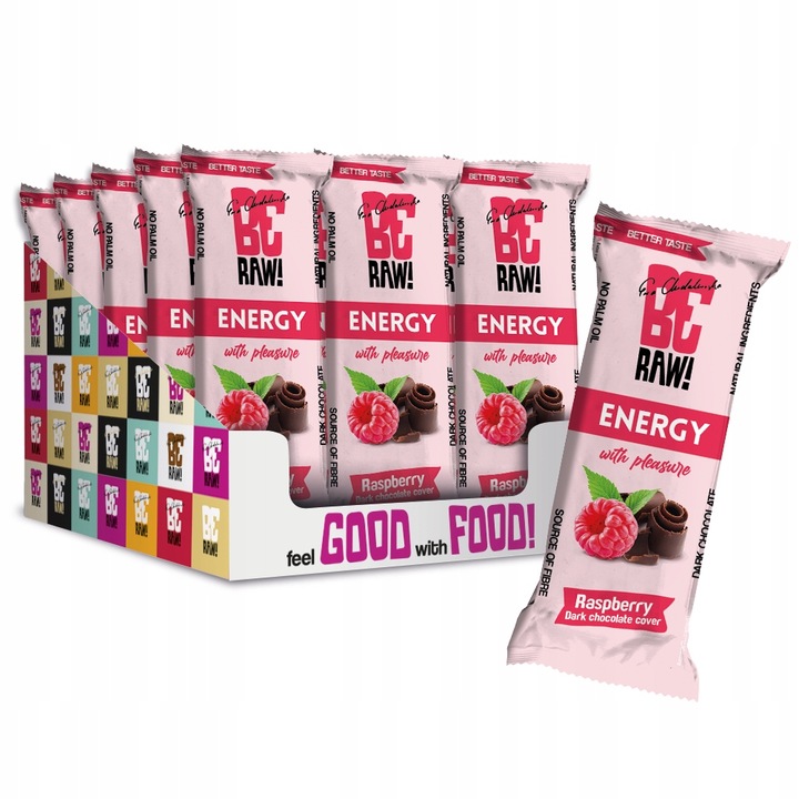 Baton energetyczny BeRAW Energy Raspberry Chocolate malinowy fit