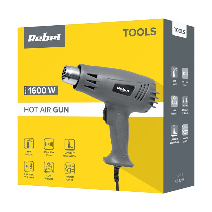 Opalarka elektryczna Rebel z regulacją dwa biegi 1600W 600°c