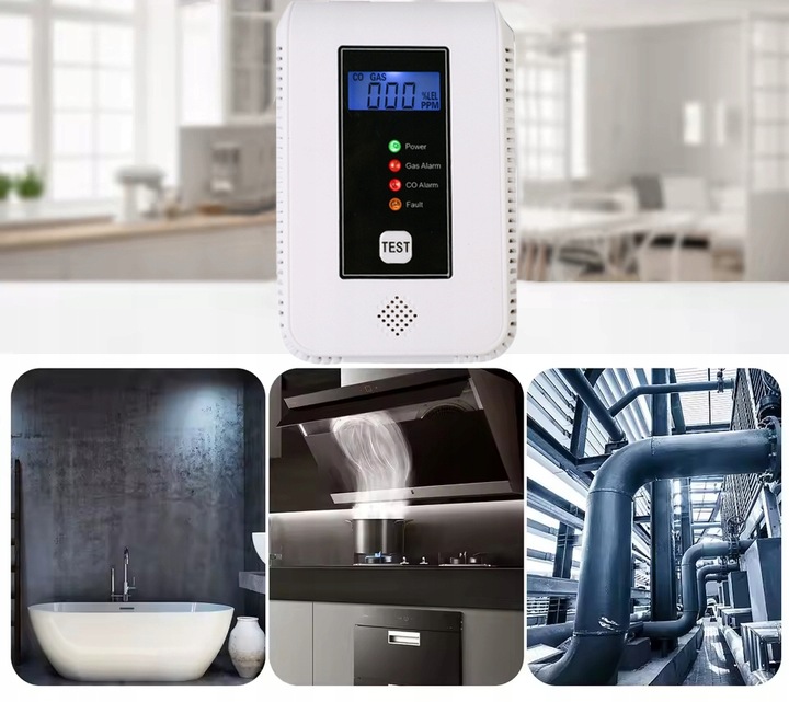 CZUJNIK CZADU I GAZU 2W1 WIFI TUYA DETEKTOR TLENKU WĘGLA CO METAN BUTAN