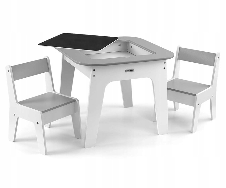Stolik drewniany z krzesłami BIAŁY dzieci Zabawa Nauka Olaf Milly