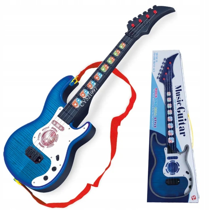 GITARA ROCKOWA DLA DZIECI ŚWIECI GRA INSTRUMENT DŹWIĘK