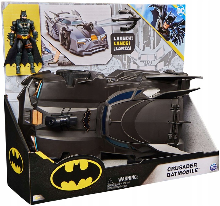 DC COMICS POJAZD BATMOBILE Z WYRZUTNIĄ + FIGURKA LALKA BATMAN 10 CM ZESTAW