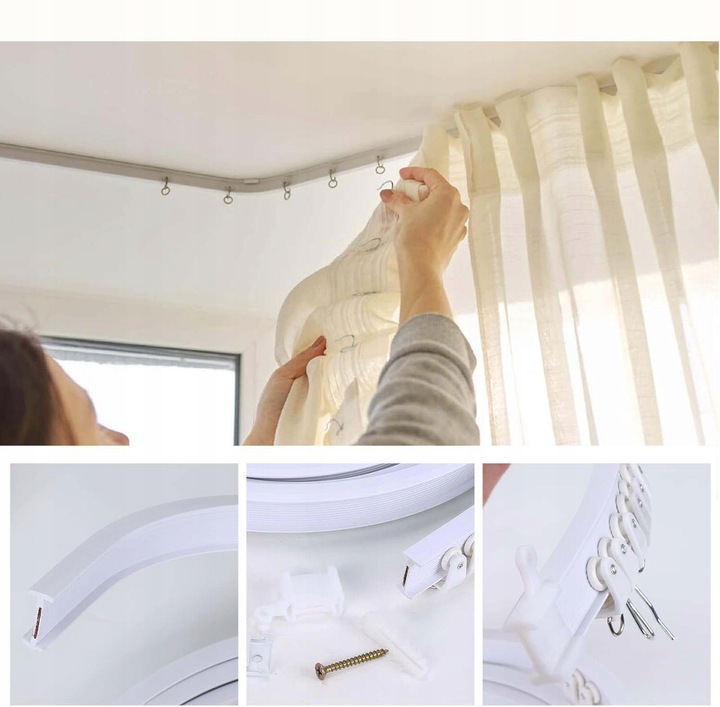 ELASTYCZNA SZYNA DO ZASŁON SUFITOWYCH ZAKRZYWIONY DRĄŻEK DO ZASŁON KARNISZ