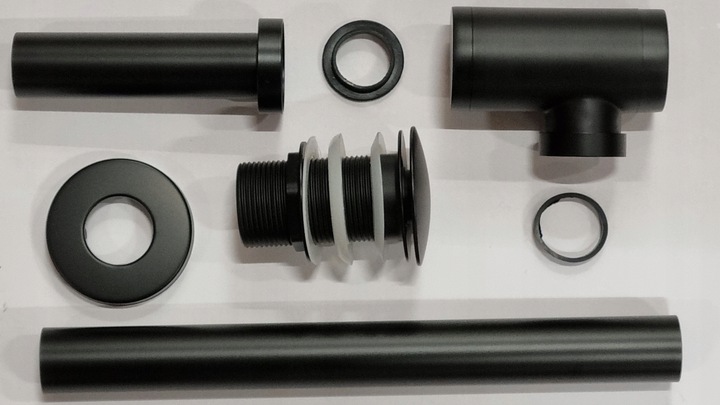 Korek klik klak czarny automatyczny bez przelewu z syfonem do umywalki YOKA