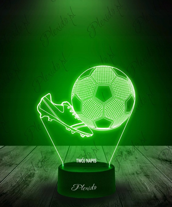 Lampka Nocna 3D LED Dla Dzieci Piłka Nożna Korki Twój Napis Imię Prezent