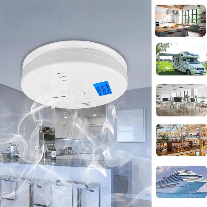 CZUJNIK CZADU TLENKU WĘGLA LCD DETEKTOR CO LCD WYKRYWACZ BEZPRZEWODOWY