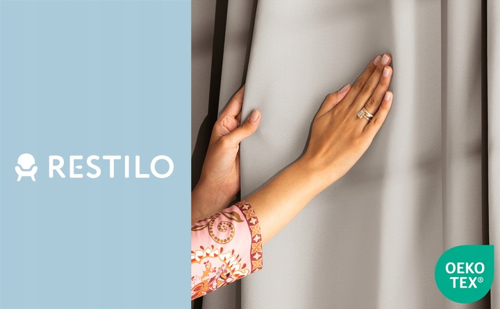 RESTILO Zasłony 90% zaciemniające 140x175 blackout j.beż na przelotkach