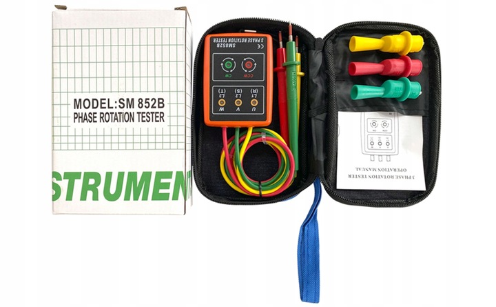 Miernik tester kolejności faz rotacji fazomierz 3-Fazowy AC SM852B 60V~600V