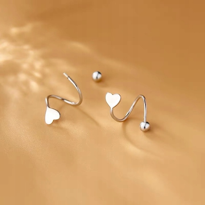 Kolczyki Srebrne PRÓBA 925 SREBRO Serca Sztyfty WKRĘTKI Damskie