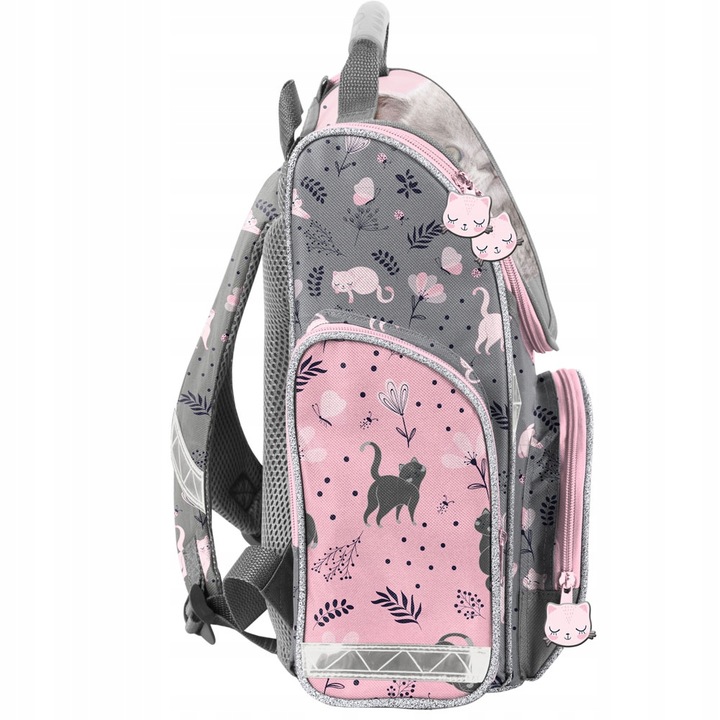 TORNISTER SZKOLNY PLECAK DLA DZIEWCZYNKI DO 1 KLASY KOT KOTEK 5 ELEMENTÓW