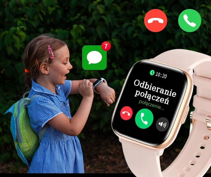Zegarek SMARTWATCH prezent na Komunię dziewczynka 1.75CALA AMOLED - ROZMOWY