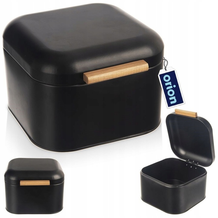 Pojemnik CHLEBAK na pieczywo chleb bułki metalowy czarny kuchenny mały