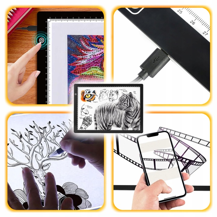 PODŚWIETLANA DESKA KREŚLARSKA LED TABLET GRAFICZNY DO RYSOWANIA A4 PREZENT