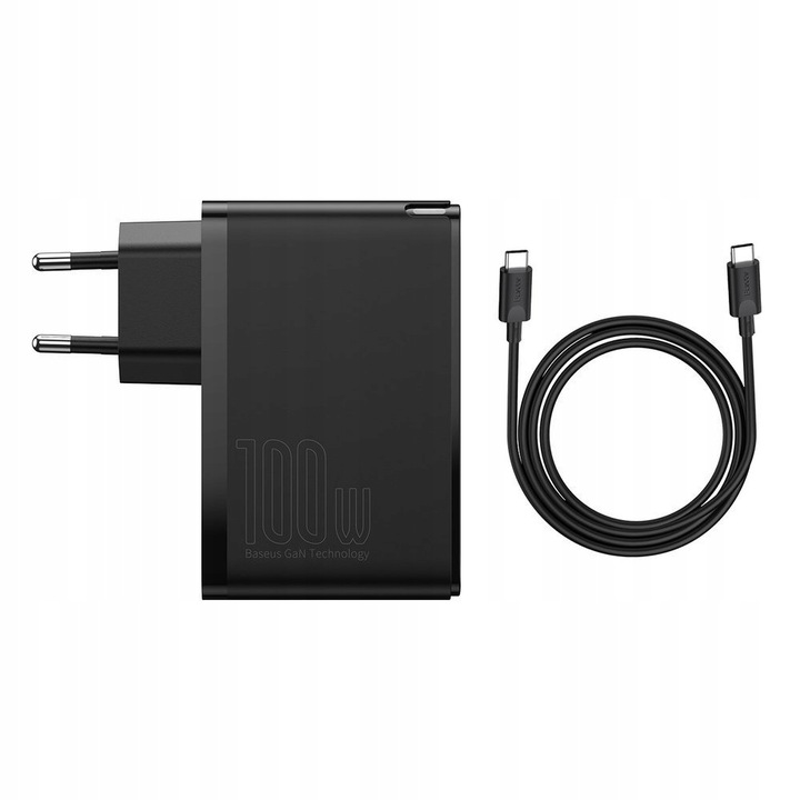 BASEUS MOCNA ŁADOWARKA SIECIOWA ZASILACZ 2X USB USB-C QC 100W + KABEL TYP-C