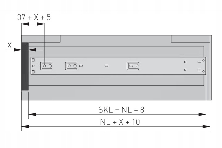 Prowadnica kulkowa GTV push open do szuflad 500 mm pełny wysuw udźwig