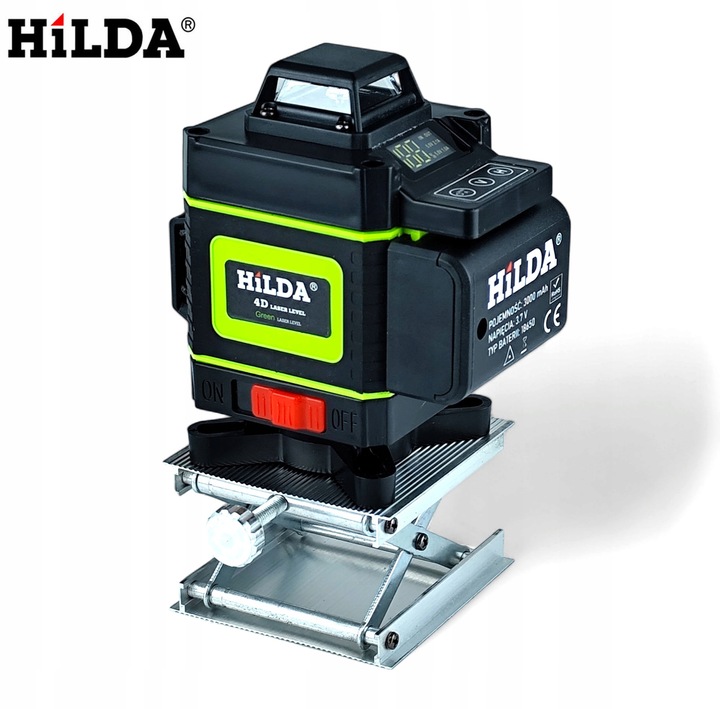HILDA POZIOMICA 4D BLOKADA WAHADŁA LASER KRZYŻOWY STATYW 1,5 M 2 AKU