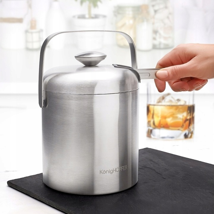 WIADERKO NA LÓD Pojemnik NA KOSTKI LODU z SZCZYPCAMI KonigHOFFER Lugo 1,3 l