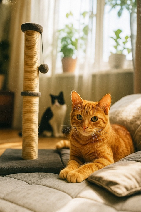 Drapak Dla Kota Wieża SŁUPEK Wysoki 90 cm + Zabawka Sznurek Kulka Pompon