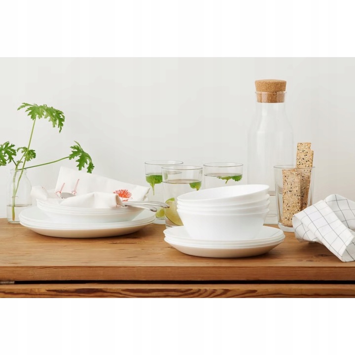 SERWIS OBIADOWY IKEA OFTAST 48 SZT TALERZE 12 OSÓB TALERZYKI MISKI MISECZKI