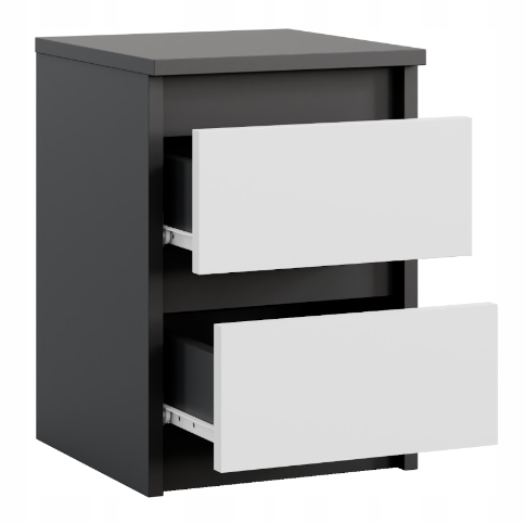 SZAFKA NOCNA ANTRACYT BIAŁA STOLIK NOCNY DWIE SZUFLADY 30cm SYPIALNIA