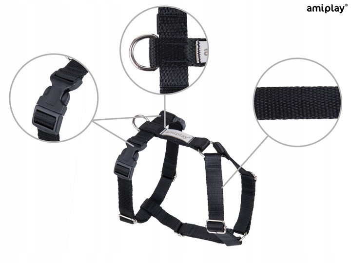 amiplay Szelki regulowane Guard Samba XL Czarne