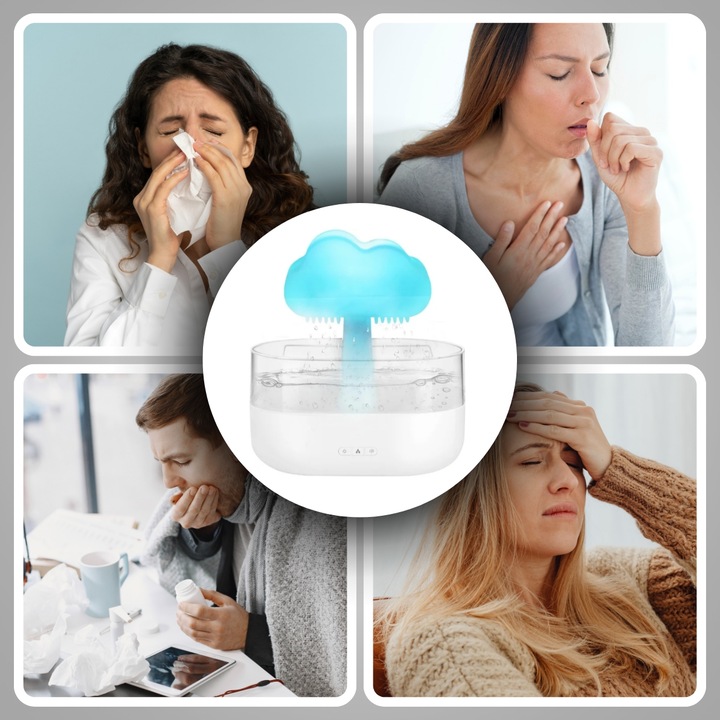 DUŻY NAWILŻACZ POWIETRZA DYFUZOR AROMATERAPIA GRZYBEK LAMPKA NOCNA LED